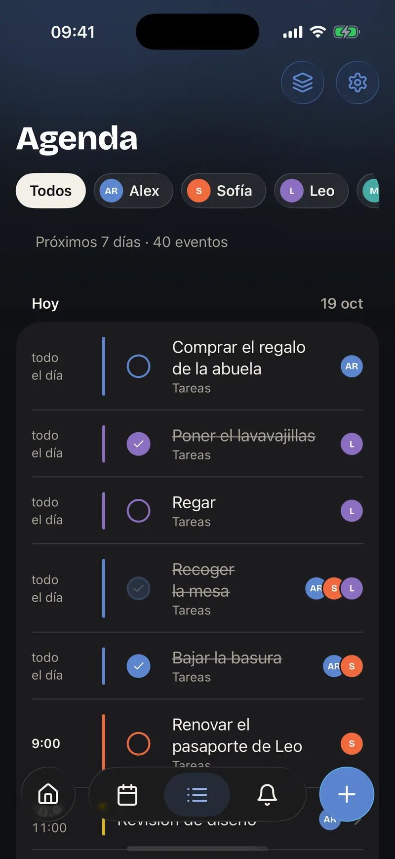 Calendario: Agenda