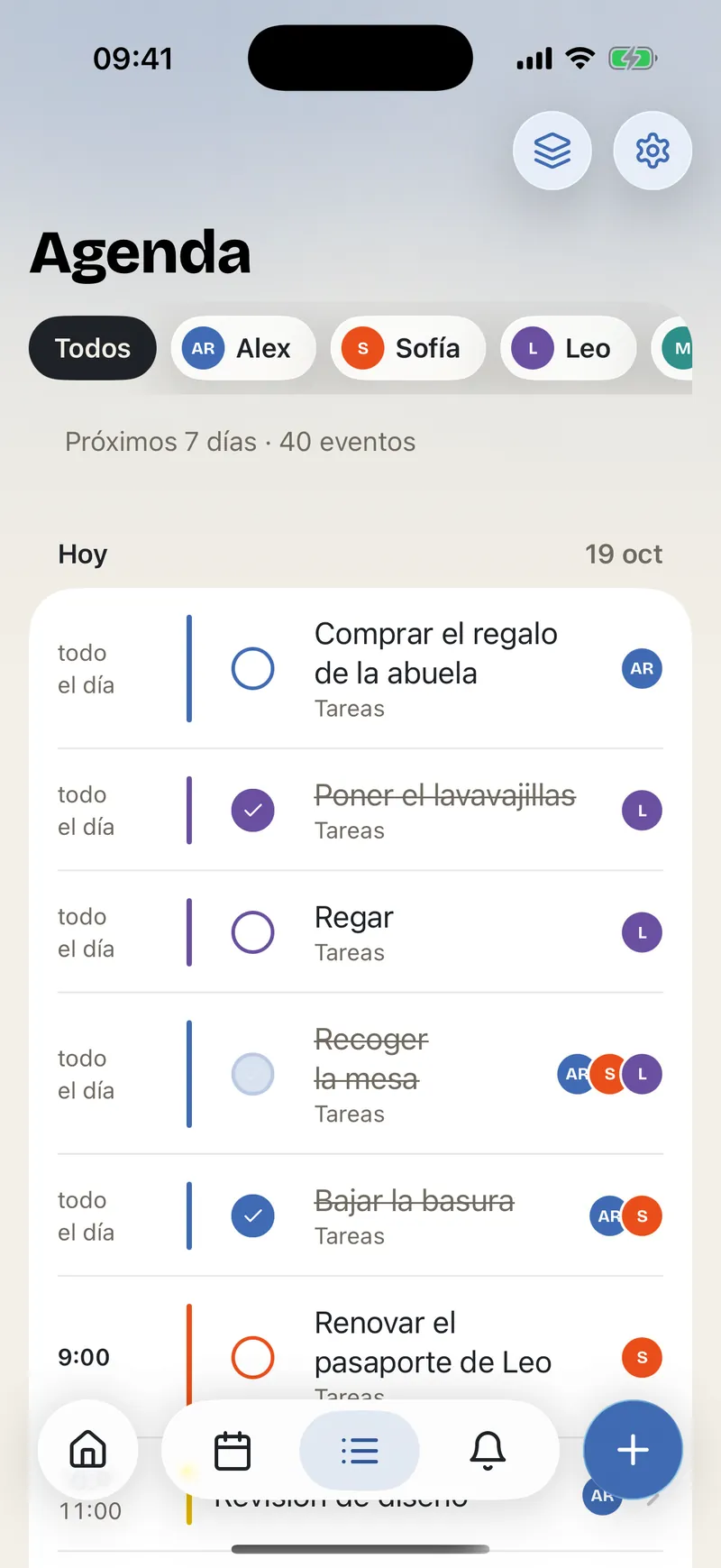 Calendario: Agenda