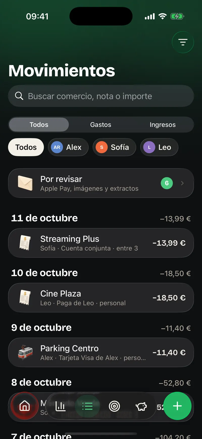 Finanzas: Movimientos